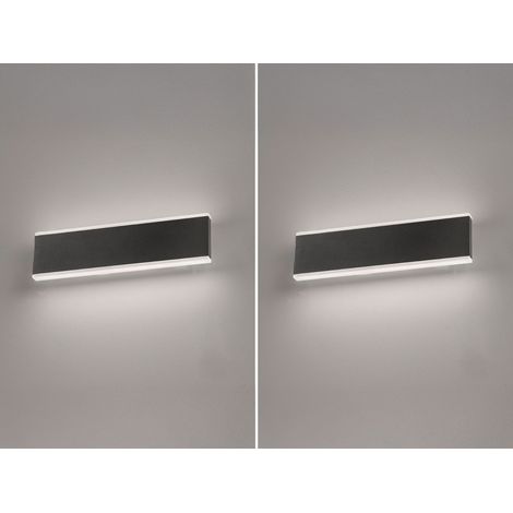 2er SET flache LED Wandlampen Schwarz mit Schalter, Breite 30,5cm (1/4)