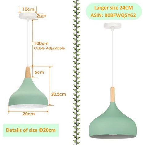 Lustre suspension rétro - Style goutte chapeau Design moderne - Chambre Salle à manger - Vert (1/4)