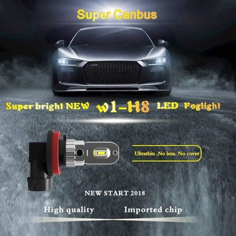 Fari Antinebbia LED H11 H8 H9 H16, Bianco 6000K, 12W 1200lm, Senza Errori OBD, Luci diurne per veicoli (1/3)