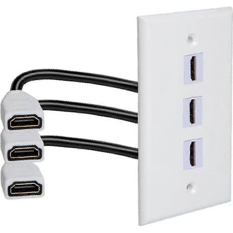 Panneau mural 3 ports 3D 4K 60 Hz compatible HDMI, adaptateur HDMI 2.0 femelle-femelle, compatible avec les systèmes home cinéma et les lecteurs DVD. (1/5)