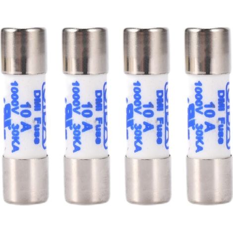 Set di 4 multimetri, 10 fusibili cilindrici in ceramica, 38 mm, 1000 V, 10 A, bianchi (1/4)
