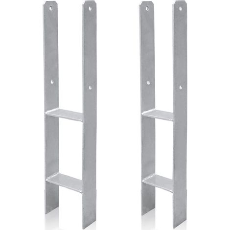 Randaco Ancoraggio del palo Supporto del palo Ancoraggio ad H Carport argento 101 mm - 2 pezzi (1/5)