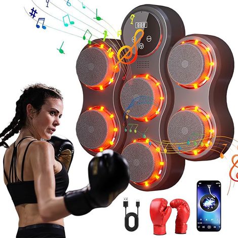 Musikboxmaschine, Wandmontage, professionell, elektronisch, Bluetooth, mit 9 Geschwindigkeitsstufen und Modi, LED-Anzeige, mit Handschuhen, für Fitnessstudio und Zuhause