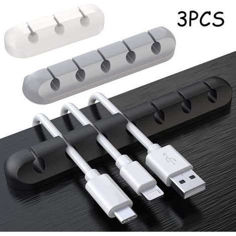 Organisateur de Câbles - Non spécifié - 3PCS - Silicone - Adhésif puissant - Antistatique (1/4)