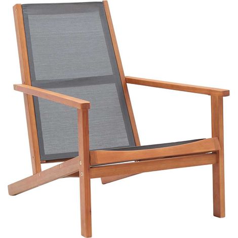 vidaXL Chaise de jardin Gris Bois d'eucalyptus solide et textilène (1/5)