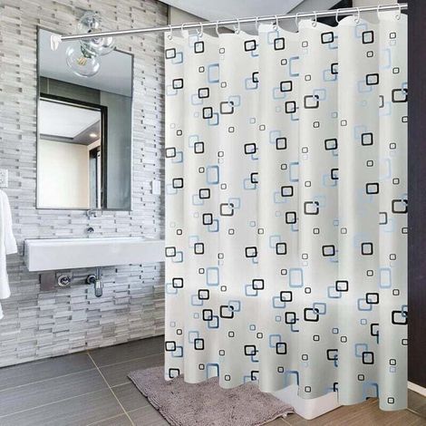 Rideau de douche, 200x200cm, doublure de rideau de douche avec crochets et boucles, anti-moisissure, anti-bactérien, imperméable et lavable, adapté aux salles de bains. (1/5)