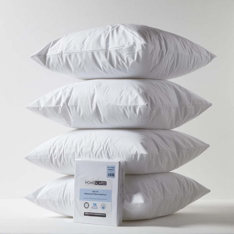 HOMESCAPES Waterproof Pillow Protectors 80 x 80 cm, Pack of 4
