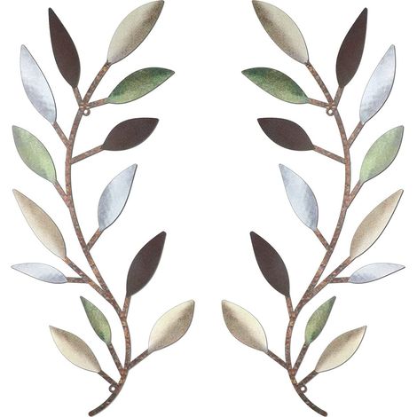 BRAVIX Feuille d'arbre en métal décoration murale vigne branche d'olivier feuille Art mural en fer forgé défilement au-dessus du lit, salon, décoration extérieure