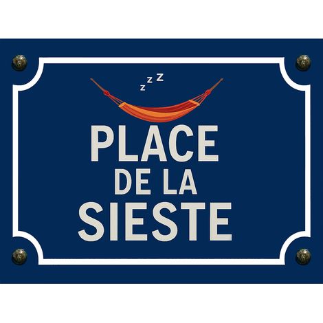 Plaque métal place de la sieste Hamac 20 × 15 cm (1/2)