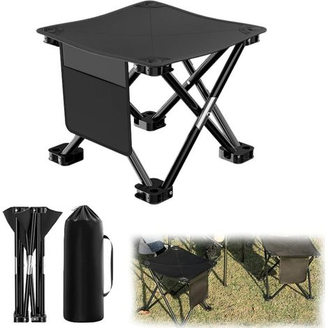 Tabouret Pliable avec Sac de Transport, Mini Chaise Portable, Tabouret de Pêche avec Poche Latérale, Équipé de Poches Latéral (1/4)