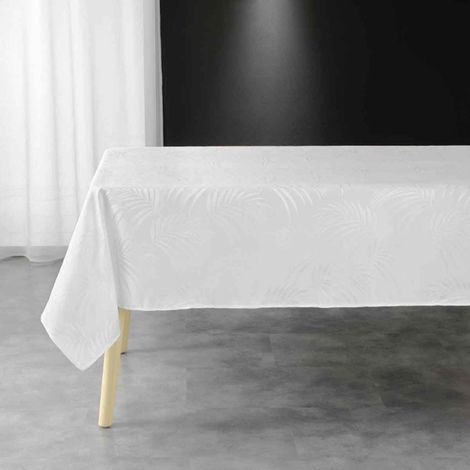 Nappe Jacquard "Plumette" 140x240cm Blanc (1/3)
