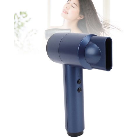 Secador de pelo inalámbrico con batería de 5000 mAh: secador portátil para viajes y acampadas, 6 velocidades, carcasa de ABS azul oscuro, enchufe europeo. (1/5)
