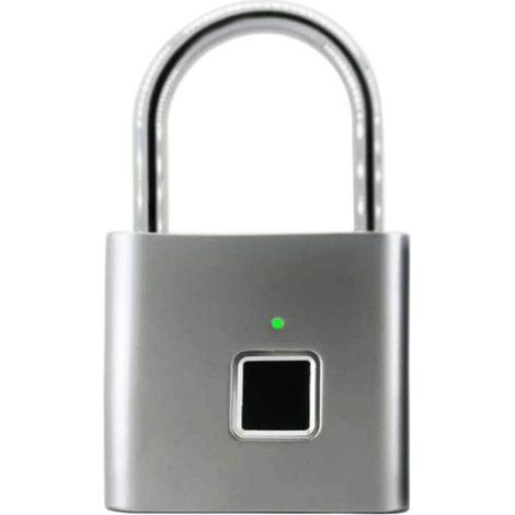 Cadenas à empreintes digitales, Bluetooth Lock APP Déverrouillage, cadenas intelligent, serrure biométrique sans clé adaptée pour sac à dos, vélo, casier d'école, serrure de casier de gym(argent) (1/5)