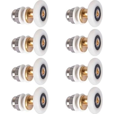 Lot de 8 porte de Douche - Rouleau Roulette Roue pour Porte de Douche Roulettes Coulissantes Porte, 23mm de diametre (1/4)