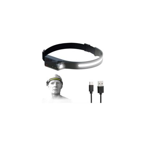 Stirnlampe, superhelle 350-Lumen-Stirnlampe mit 4 Modi, verstellbare COB-LED, wasserdicht (IPX4), USB-aufladbar - Crezuo