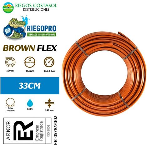 Tubería Autocompensante Marrón a 33cm 100 metros. BrownFlex.
