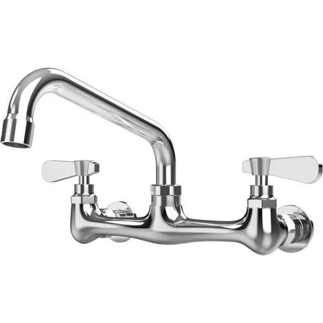Support mural pour robinet de cuisine avec bec pivotant de 20,3 cm , évier commercial central à 2 poignées NSF sans plomb , robinet mitigeur (1/4)