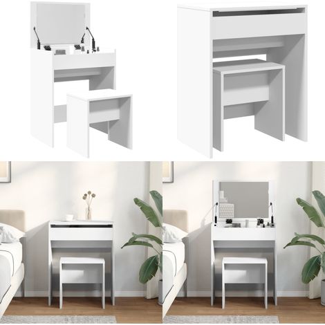 Schminktisch mit Hocker Weiß 60x40x113,5 cm - Schminktisch - Kosmetiktresore - Schreibtisch - Badezimmermöbel - Weißer Schminktisch - Home & Living (1/5)