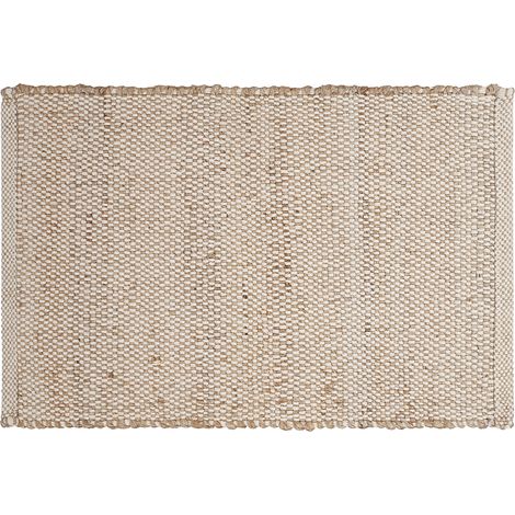 Rechteckiger beigefarbener Teppich aus Jute und gewebter Baumwolle L140 x B200 EFFIA