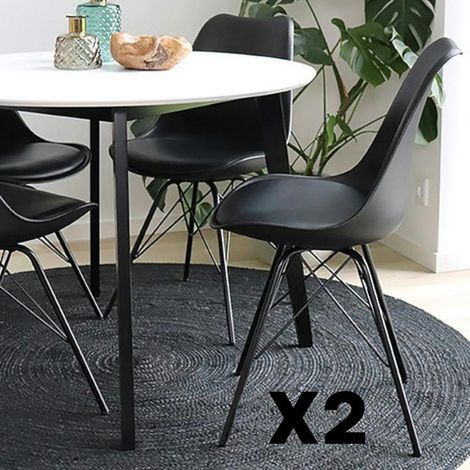 Chaise noire basique avec pieds métal (lot de 2) LOTA (1/5)