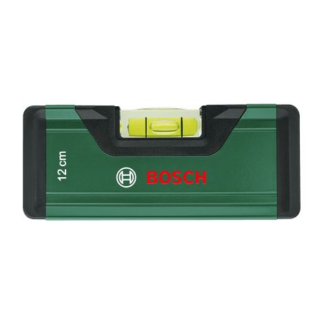 Bosch Wasserwaage 12cm (Mini-Wasserwaage, fluoreszierender Libelle, Aluminiumgehäuse, Softgrip-Stoßfänger, V-Nut) (1/4)