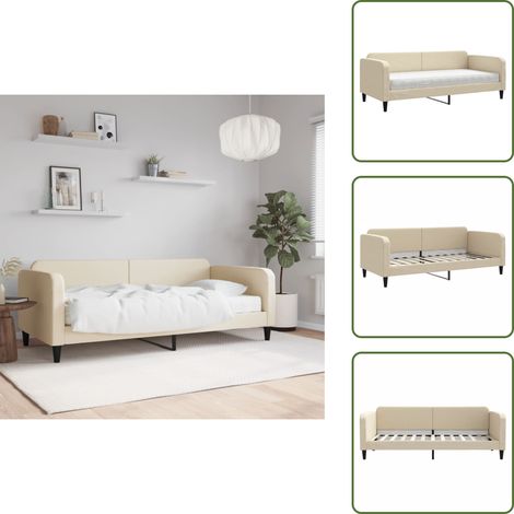 Matelas en mousse - vidaXL Lit de jour avec matelas crème 90x200 cm tissu - Canapé avec lit