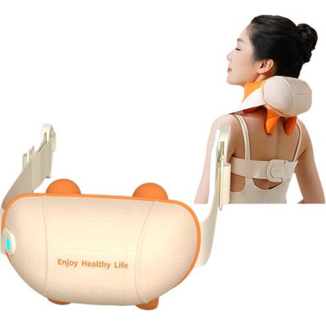 Appareil de massage pour la nuque et les épaules avec fonction chauffante — 6 têtes de massage Shiatsu, batterie rechargeable 2000 mAh, conception amovible et lavable, orange (1/5)