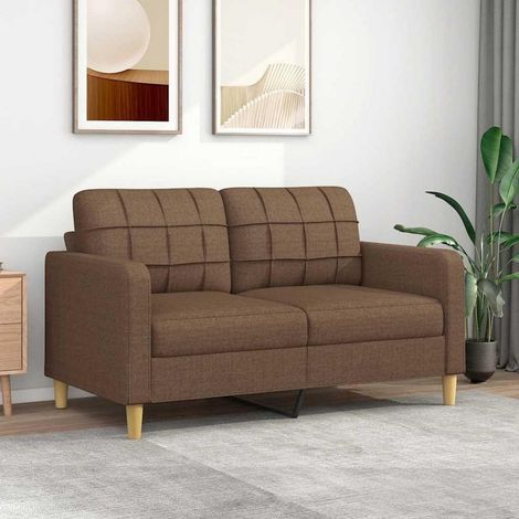 2-Sitzer-Sofa Braun 140 cm Stoff Polstersofa mit Kissen und Armlehnen (1/5)