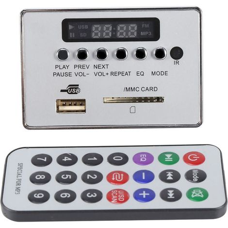 Module Audio Bluetooth MP3 avec Radio FM, Lecteur USB et Mémoire Intégrée (Argenté) (1/5)