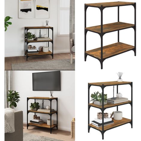 Bücherregal Räuchereiche 60x33x70,5 cm Holzwerkstoff und Stahl - Holzregal - Stahlregal (1/5)