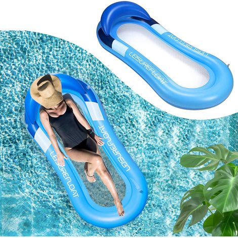 Matelas Piscine Gonflable, 150 x 70 cm Hamac Gonflable Piscine, Bouee Piscine Adulte avec Tête à Flotteur, Matelas Pneumatique Flottant, Aqua Lounge pour Piscine, Plage et Fêtes (1/5)