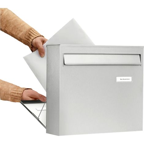 BURG Zaunbriefkasten BORKUM mit rückwärtiger Einwurfklappe, Edelstahl rostfrei (1/5)