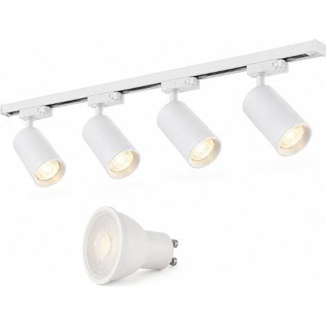 Kit Rail LED Monophasé + 4 Spots GU10 Blanc - 200 cm - Blanc Froid () - SILUMEN (1/3)