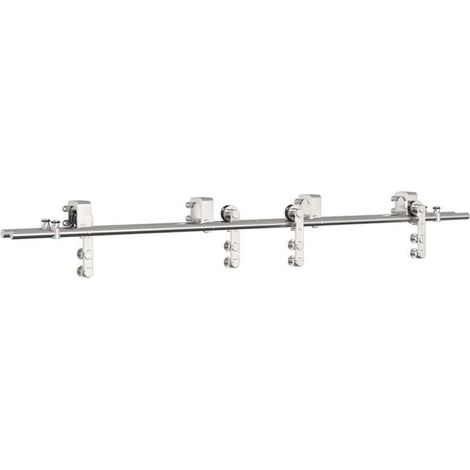 Kit de fixation pour porte coulissante en acier inoxydable argenté de 183 cm