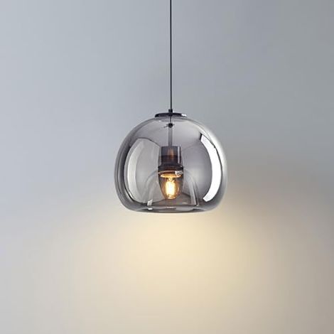 Lustre moderne gris fumé, idéal pour les chambres, les cuisines, les salles à manger et les salons (ampoule non incluse). (1/5)