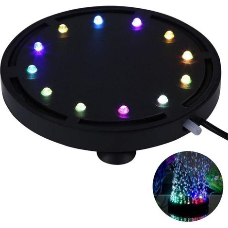 Lumière à bulles sous-marine à LED RVB ronde multicolore pour aquarium, disque lumineux/multicolore, pierre à air pour aquarium, étanche et anti-fuite, changement de couleur automatique (1/5)