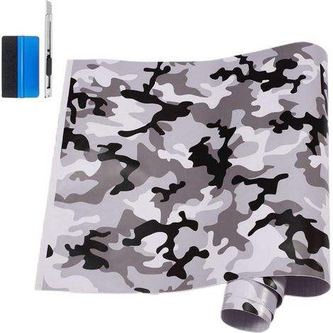 Vinyle adhésif camouflage gris 30x150cm pour voiture, moto, scooter (1/5)
