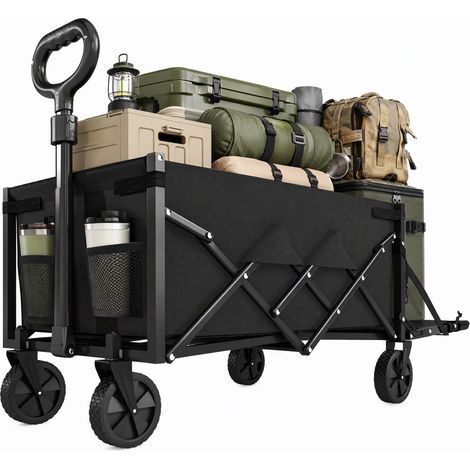 Outsunny 60L Festival Trolley on Wheels, Collapsible Wagon Cart, Black (1/5)