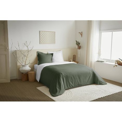 Parure de couette 3 Pièces réversible "Duo Premium" 240 x 220 cm Romarin/Neige -  - (1/2)