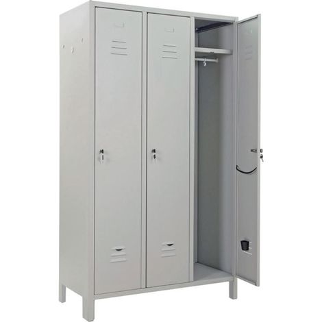 Armadio Spogliatoio Sporco/Pulito 3 Posti con Ripiano 100x35x180H cm Grigio RAL7035