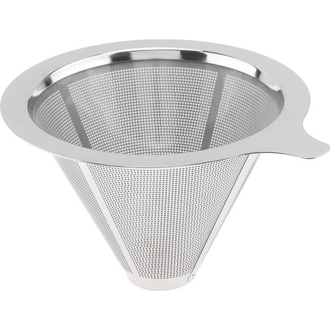 Sollbry Cafetera de acero inoxidable con filtro de café reutilizable sin papel, cono metálico reutilizable para una sola taza (1-2 tazas)