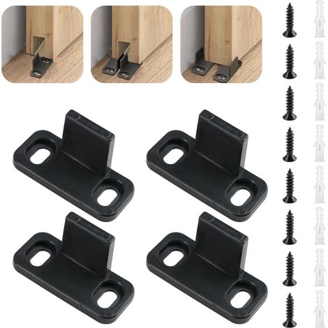 Lot de 4 Guide de Porte Coulissante, 45 × 20 × 24 mm, Guide de Plancher Anti-bruit Robuste avec Vis pour Portes Coulissantes (1/5)