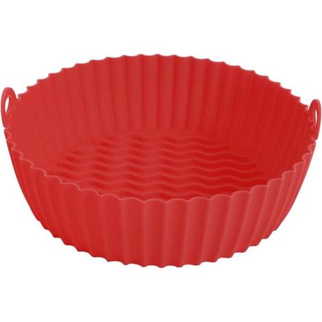Runde Silikon-Luftfritteusen-Auskleidung, Küchen-Kochzubehör, wiederverwendbar, antihaftbeschichtet, leicht zu reinigen, rot, 17 cm (1/3)