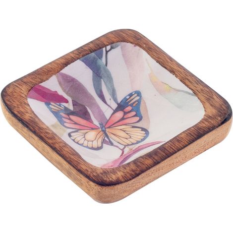 Signes Grimalt Bandeja Cocina  Bandeja Mariposas S Cajas Y Bandejas Marrón 10x10x2cm 34253
