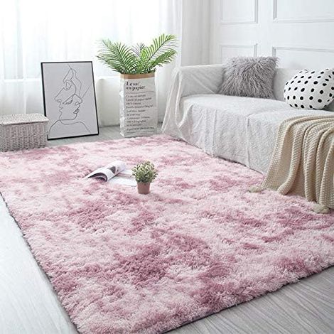 Soft Fluffy Area Rugs Tapis de Sol en Fausse Fourrure Tapis Extra Doux et Confortable Tapis antidérapant intérieur Moelleux épais pour Salon Chambre Filles Enfants (Rose, 120 x 160 cm) (1/5)