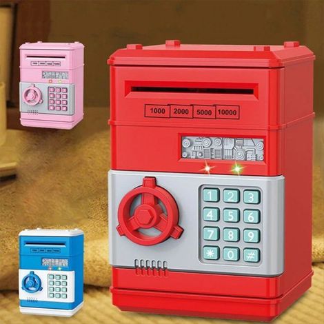 Tirelire Électronique Mini Coffre-Fort Automatique pour Pièces de Monnaie, Boîte D'Épargne avec Mot de Passe et Serrure à Clé,,b (1/5)
