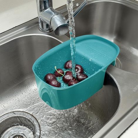 1 égouttoir pour évier, panier à linge multifonction pour légumes, fruits, restes de cuisine, panier de rangement pour évier de cuisine, vert (1/5)