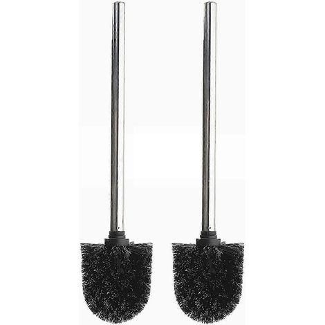 2X Replacement Stainless Steel WC Bathroom Cleaning Toilet Brush Black Head (1/4)