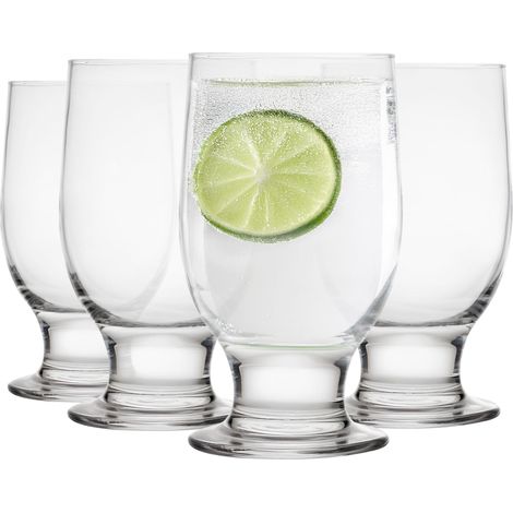 verres à boire, avec pied, verres à long drink, verres à eau, verres à jus, passent au lave-vaisselle, pour la maison, les restaurants et les fêtes, 270 ml, lot de 4 (1/5)