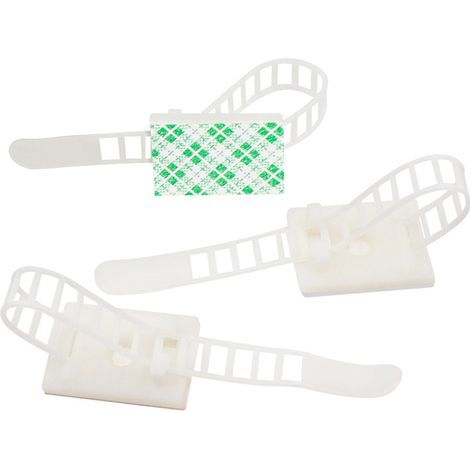 Clips ajustables para cables - 10 unidades, ajustables, material de nailon, organizador de cables eléctricos para cables Ethernet y sistema de gestión de cables de TV, blanco (1/3)